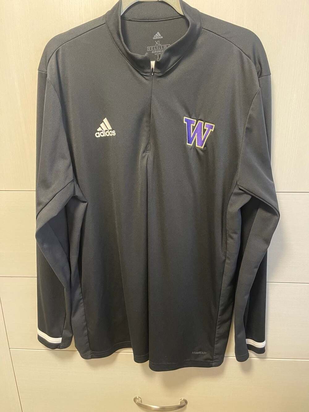 Adidas University of Washington Huskies Aeroready 1/4 Zip Pullover Black XL